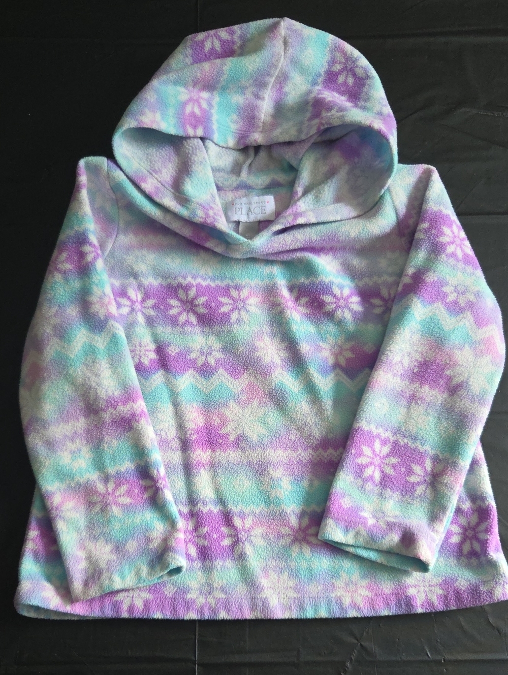 The Children's Place Hooded Fleece Pullover in Lavender and Aqua